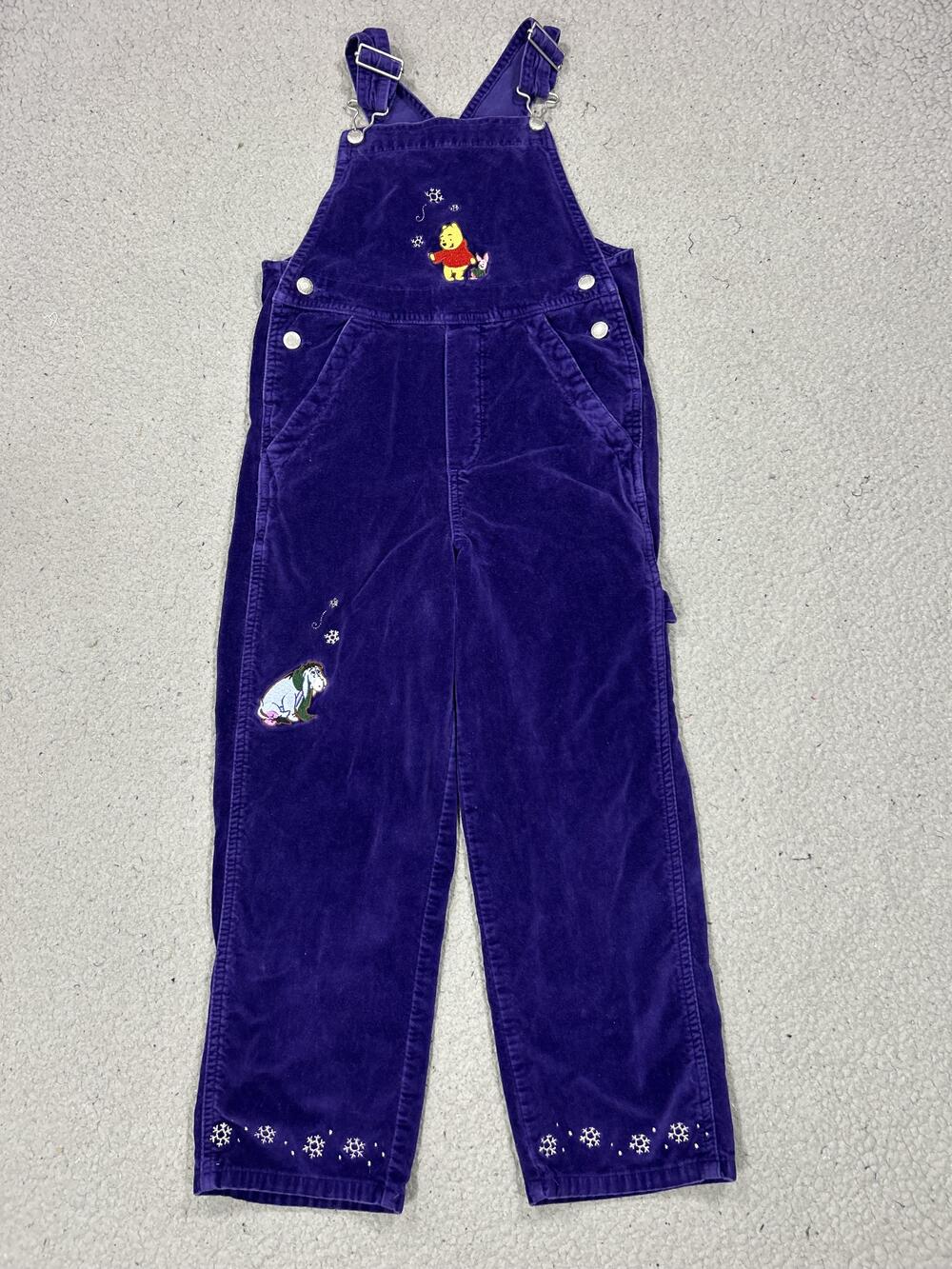 Vintage Disney Store Overalls Girls 5-6 Purple Pooh Piglet Eeyore Corduroy